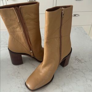 Franco Sarto Camel Leather Heeled Boots